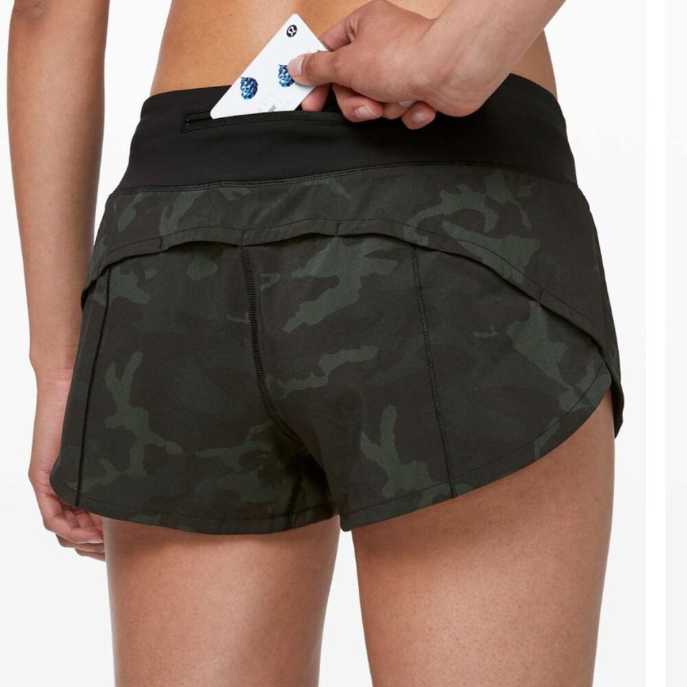 LULULEMON Speed Up Short 2.5" in Incognito Camo Multi Gator Green Sz 10  - NWT!!